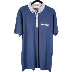 Guide London Men Premium Range British Design Collared Blue Top Sz M